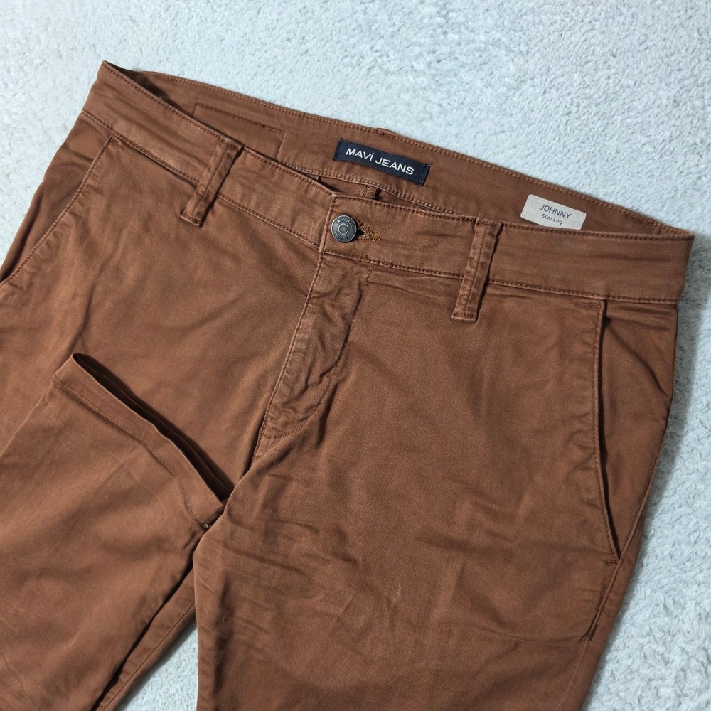 Mavi Johnny Slim Leg Pants Mens 34/32 Brown‎ Stretch Chino Chinos